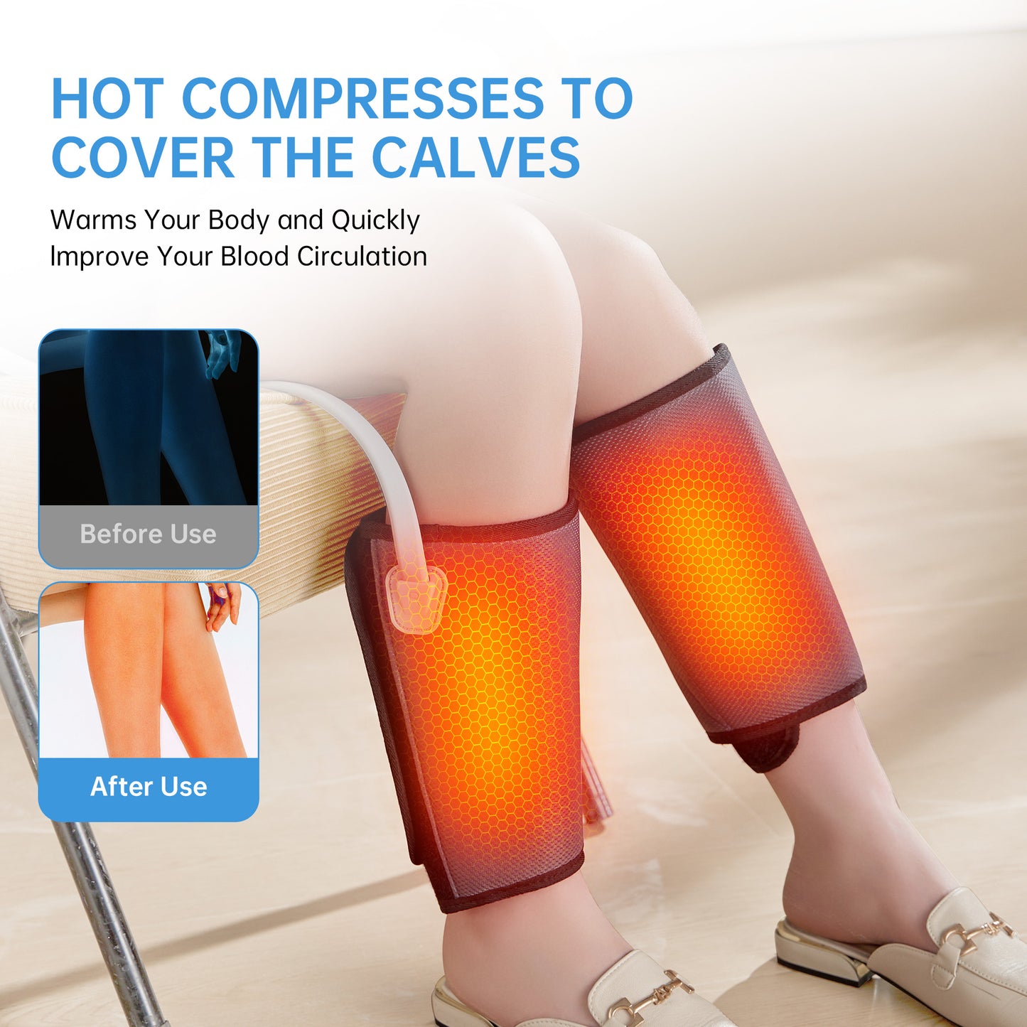 Leg Massager - Air Compression & Heat for Circulation