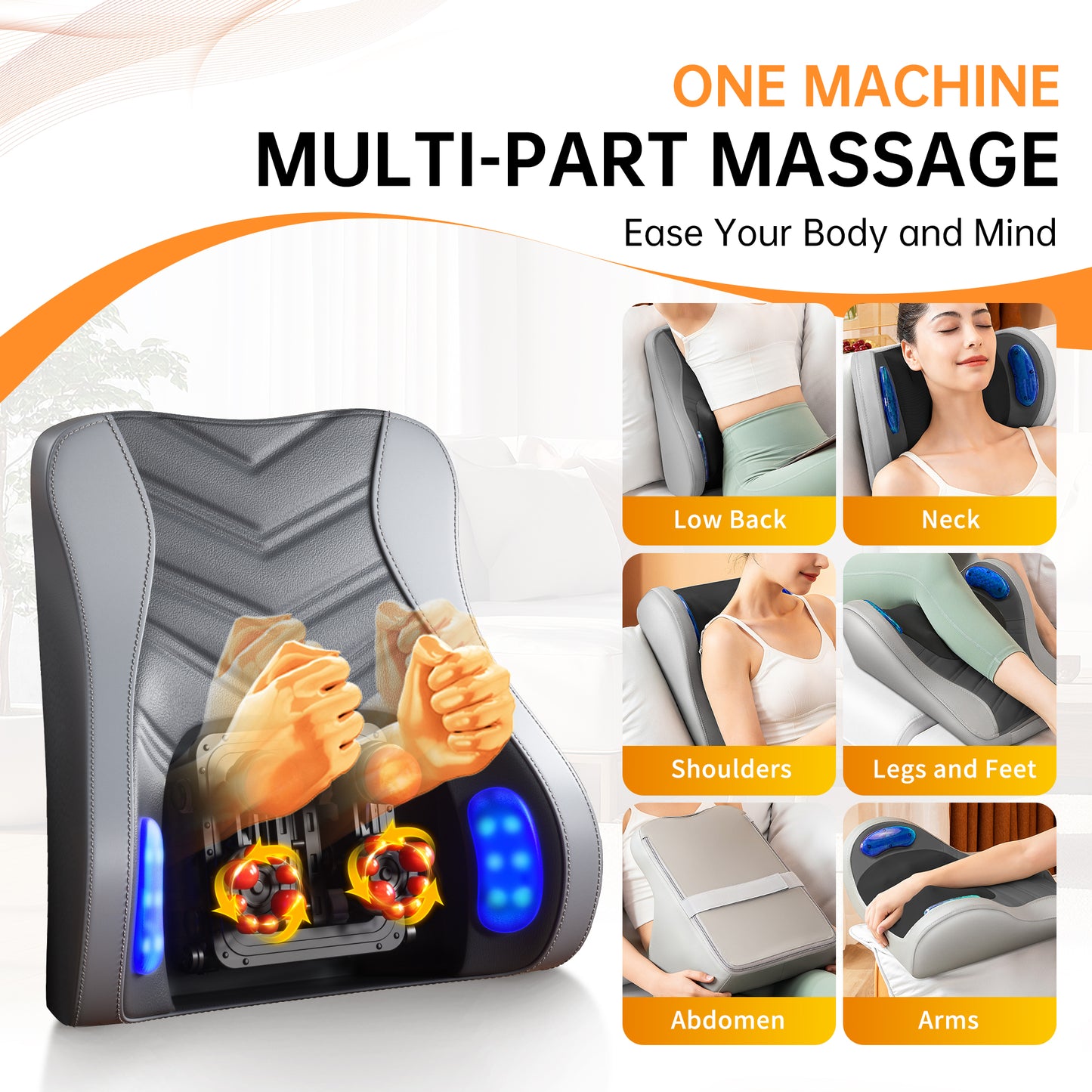 Shiatsu Back Massager - 16 Nodes with Heat Therapy