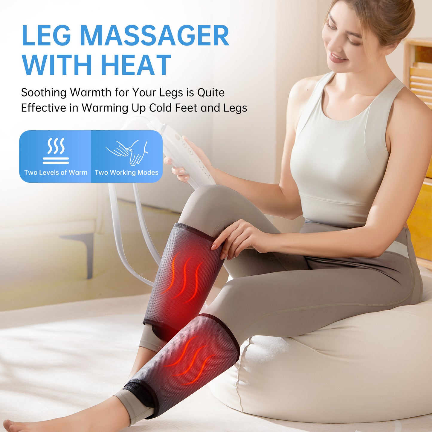 Leg Massager - Air Compression & Heat for Circulation