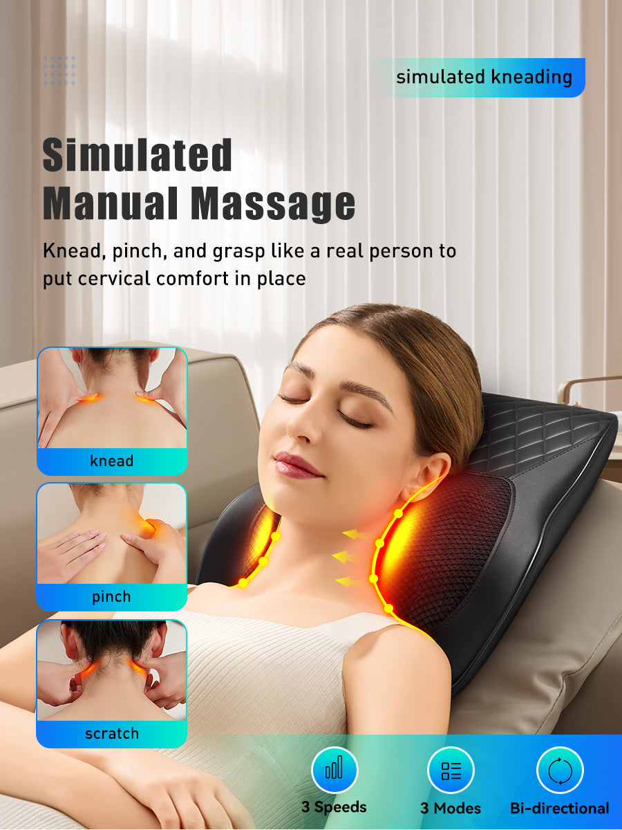 Heated Back & Neck Massager - 3D Deep Tissue Relief