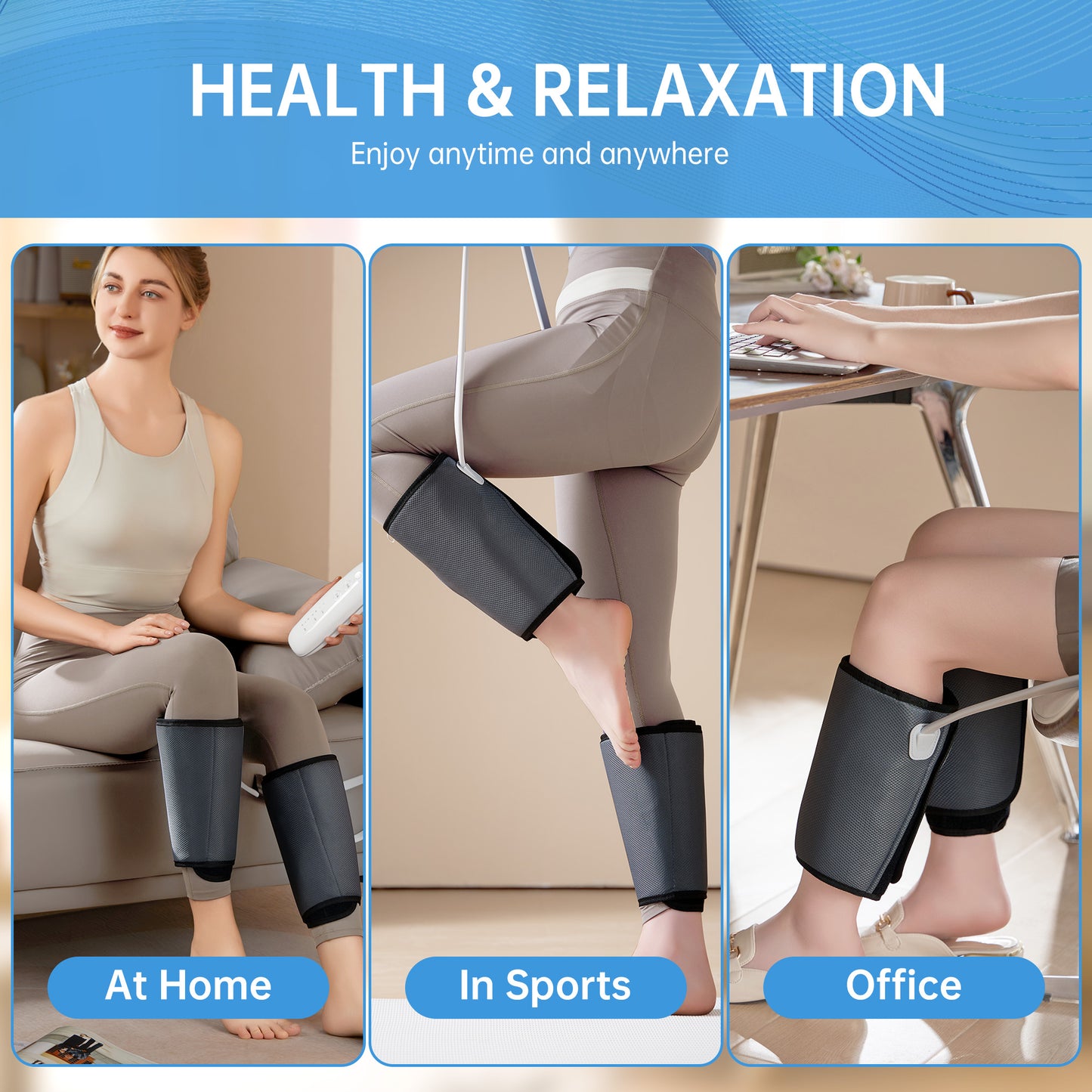 Leg Massager - Air Compression & Heat for Circulation
