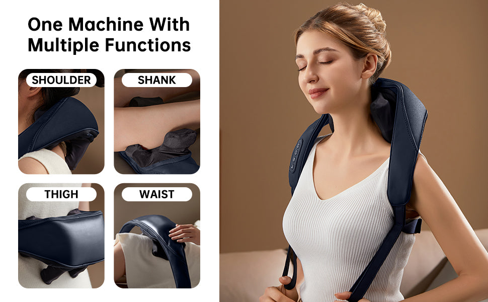 Cordless Neck Massager - 4D Shiatsu with Heat Therapy