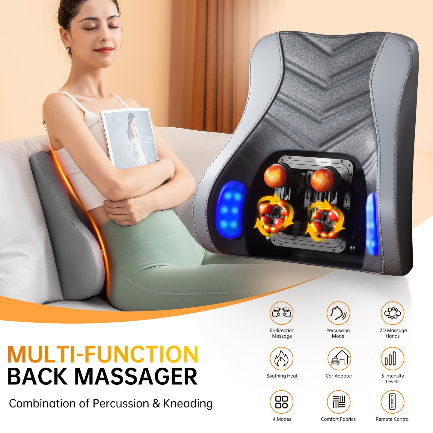 Shiatsu Back Massager - 16 Nodes with Heat Therapy