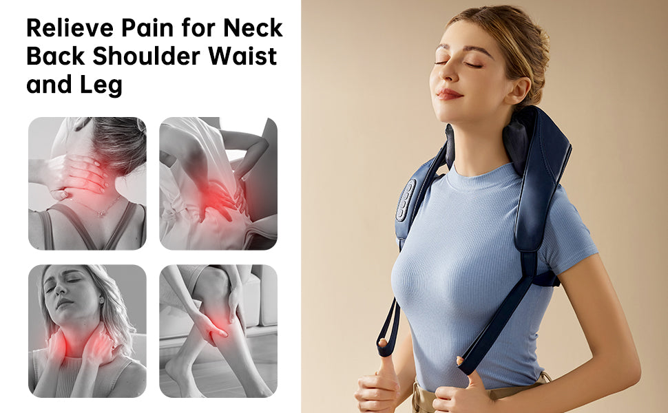 Cordless Neck Massager - 4D Shiatsu with Heat Therapy