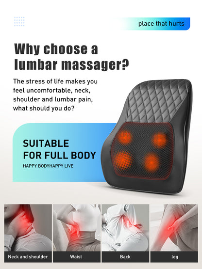 Heated Back & Neck Massager - 3D Deep Tissue Relief